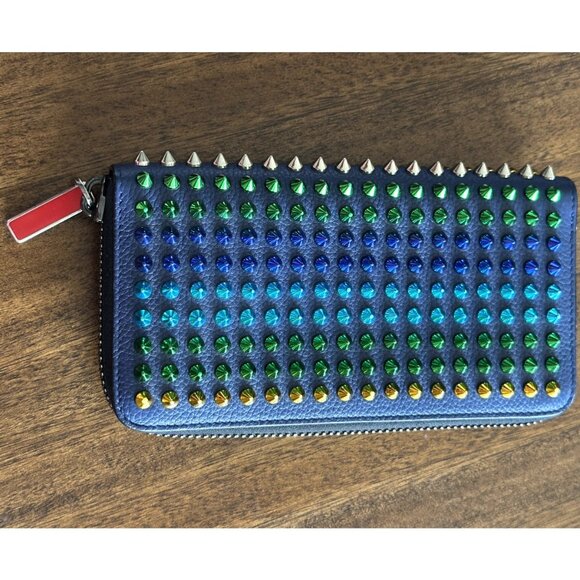 Christian Louboutin | Calf Leather Multi Rainbow Metal Spikes Panettone Wallet - Picture 5 of 16